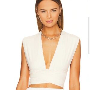 WeWoreWhat White Sleeveless Fitted Crop Tank
